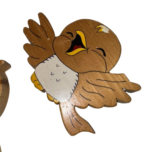 3 Hand Painted Vintage Birds Wall Decor Plaques Baby Child Room - Picture 3 of 8